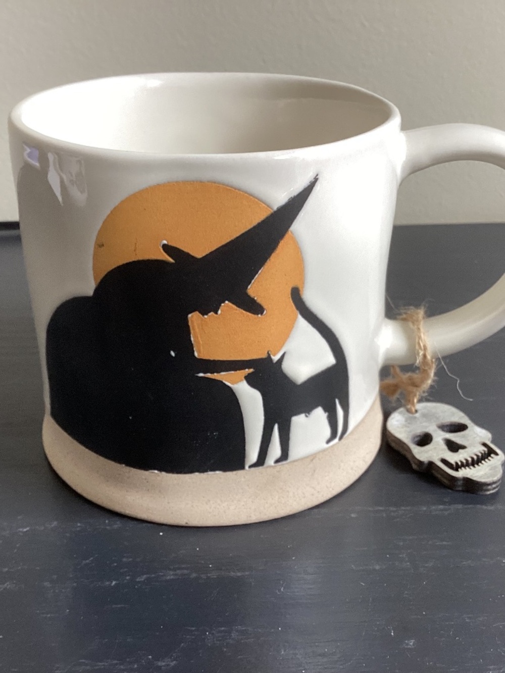 NWT Prima Design Halloween Witch Petting Black Cat Stoneware Coffee Mug 18oz